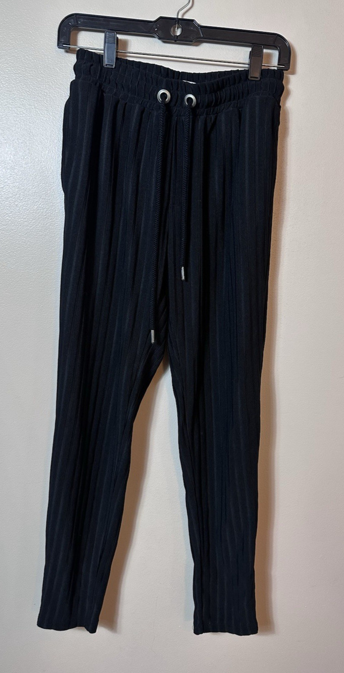 Topman Pants Womens Small Black Sheer Ribbed Drawstring Jogger Pull On Lounge‎ S